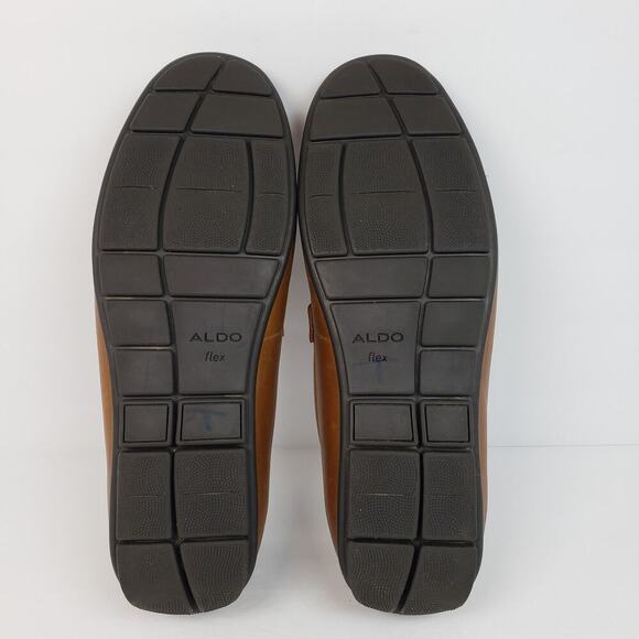 Aldo Haan Mens Size 9.5 Brown Leather Slip On Horsebit Moc Driver Loafers Shoes